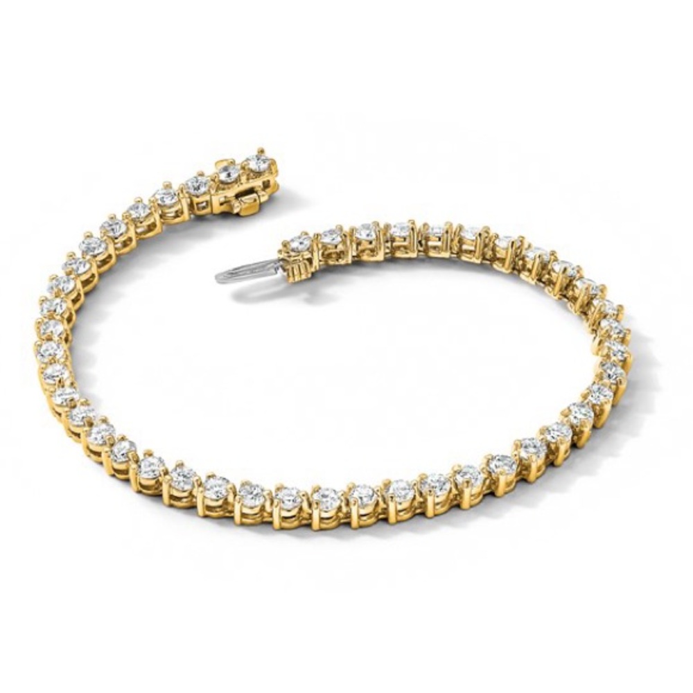True Origin 14K Yellow Gold 4 3/4 carat Lab Grown Diamond VS+ F+ Tennis Bracelet